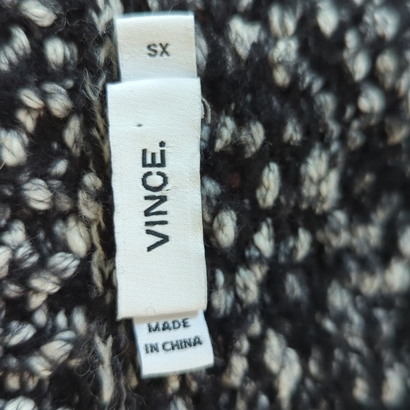 Vince Chunky Round Neck Knit Sweater Black White XS minimalist preppy fall - Picture 5 of 6